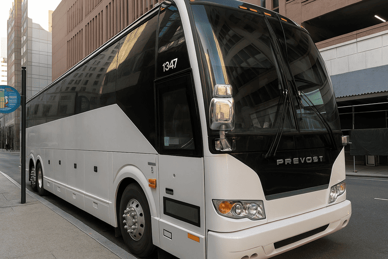 a Charter Bus Rental Brick coach bus